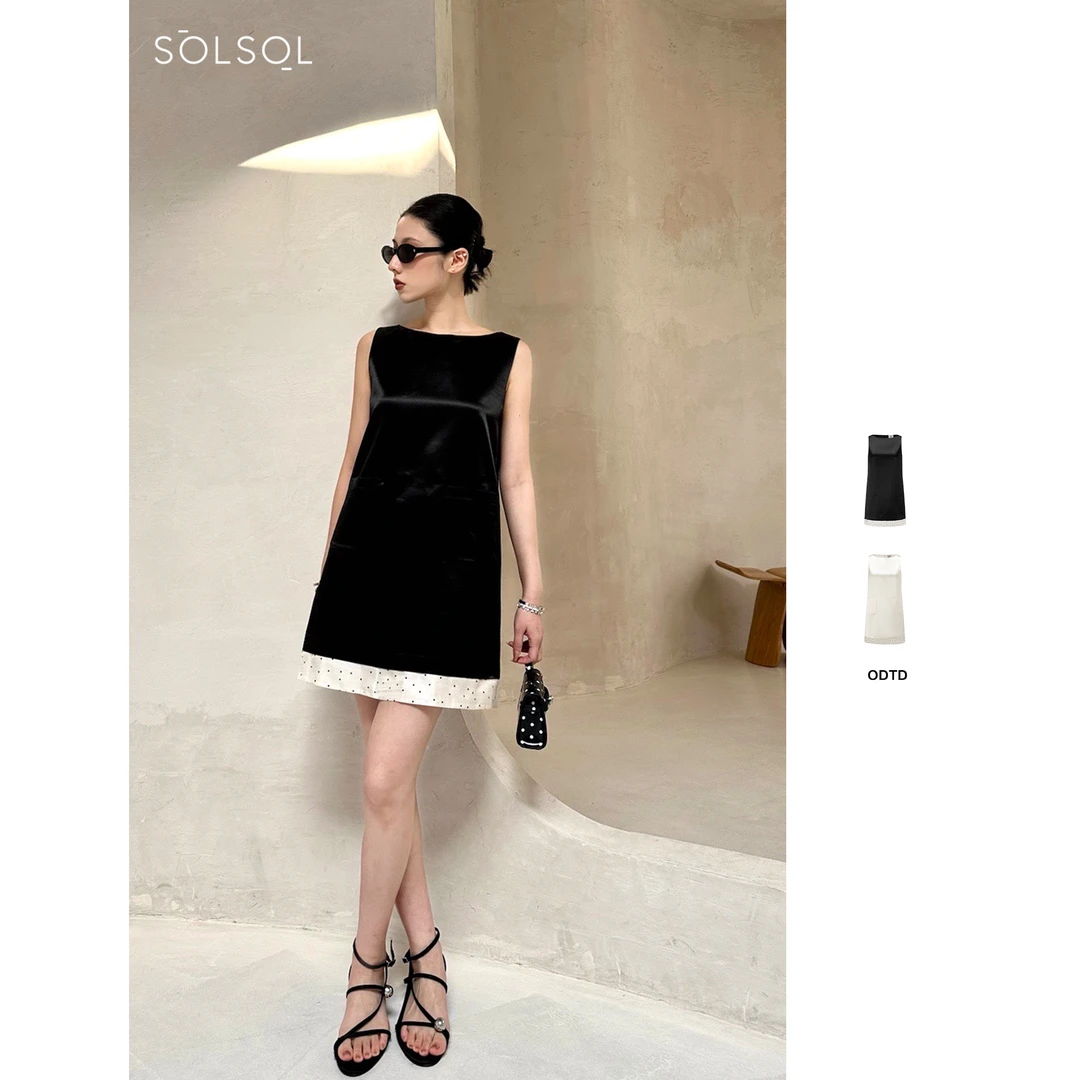 ODTD设计师品牌25春夏新品缎面拼雪纺千金SOLSOL买手店裙子种草