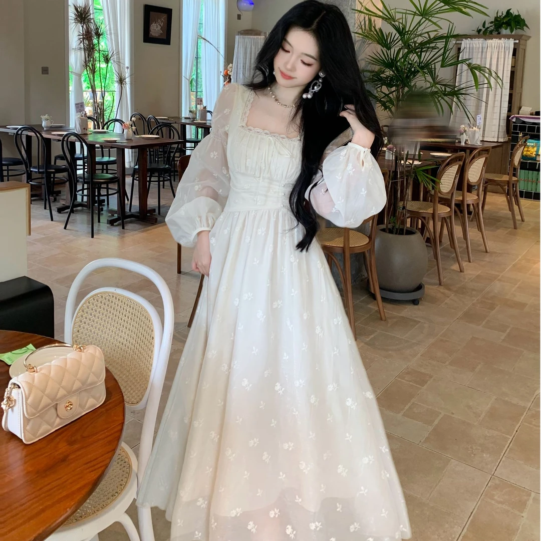 Blovelan素问花语 茶歇法式复古宫廷风气质仙女连衣裙