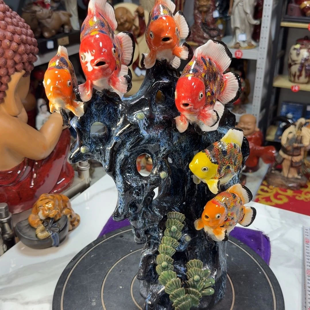 少***恒石湾窑陶瓷摆件鱼