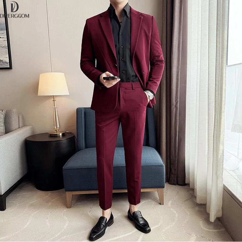 DIIIVERGOM休闲西装男套装修身韩版通勤简约西服商务正装高级感新