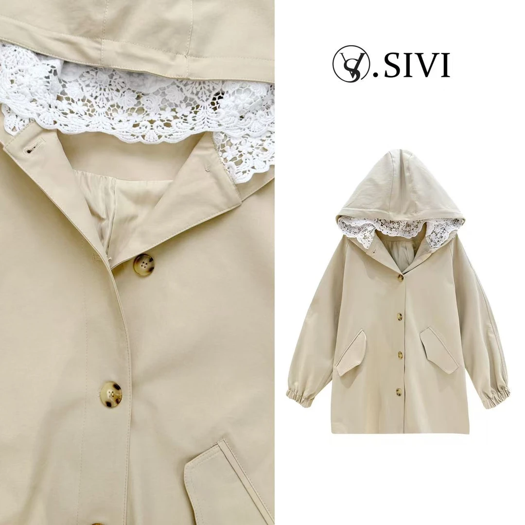 熙薇【心悦诚服】2025春季新款时尚休闲重工连帽风衣外套H1376