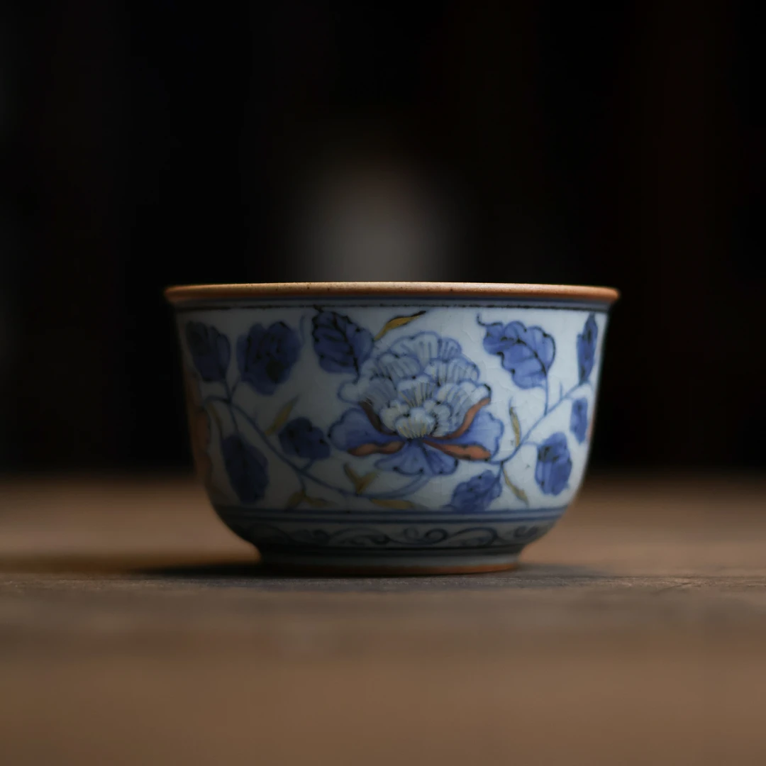 斋居 描金牡丹炉式杯-120ml（朴杯0256）