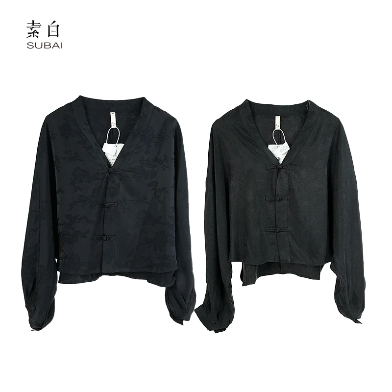 素白马乖【东方韵】S01675新中式高级洋气盘扣衬衫