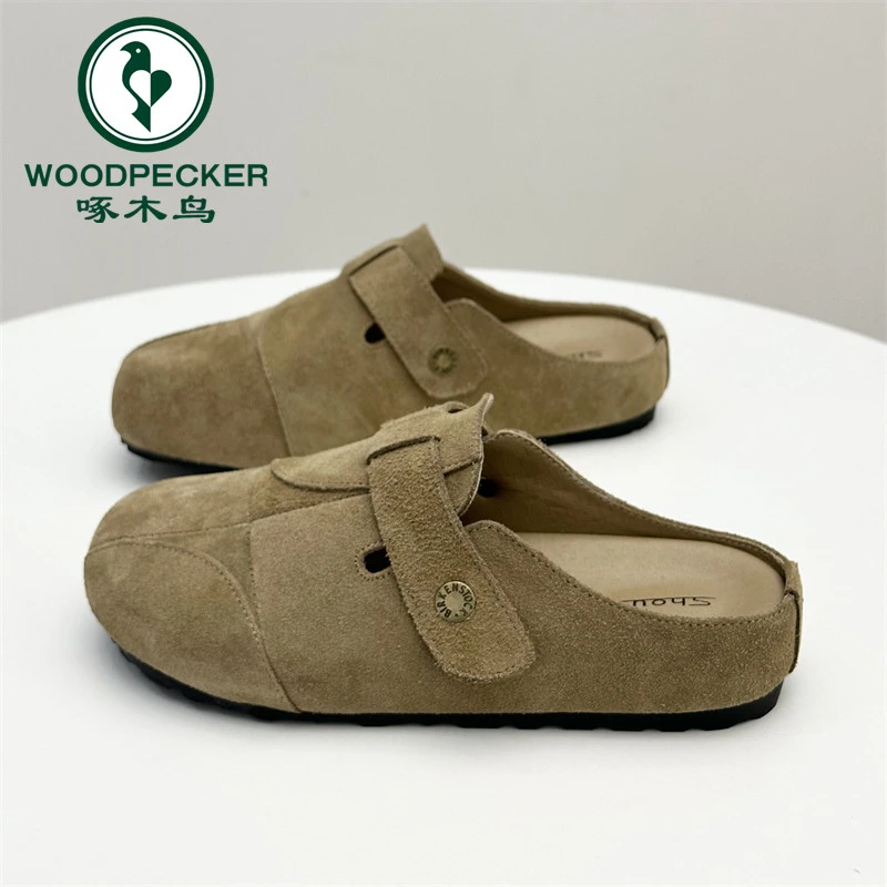啄木鸟爆款厚底勃肯鞋女2025春夏季新款休闲百搭懒人包头半拖鞋女
