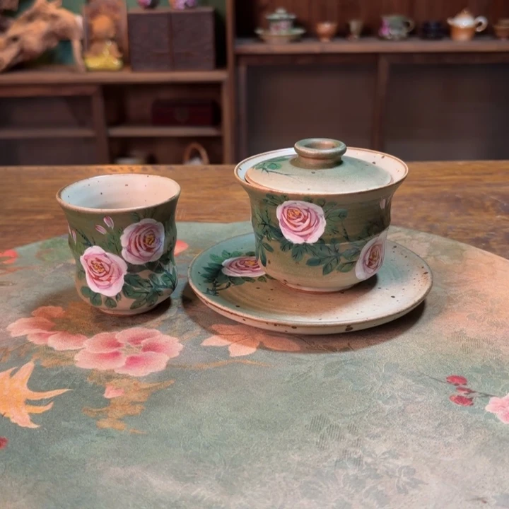 柴烧纯手工手绘陶瓷