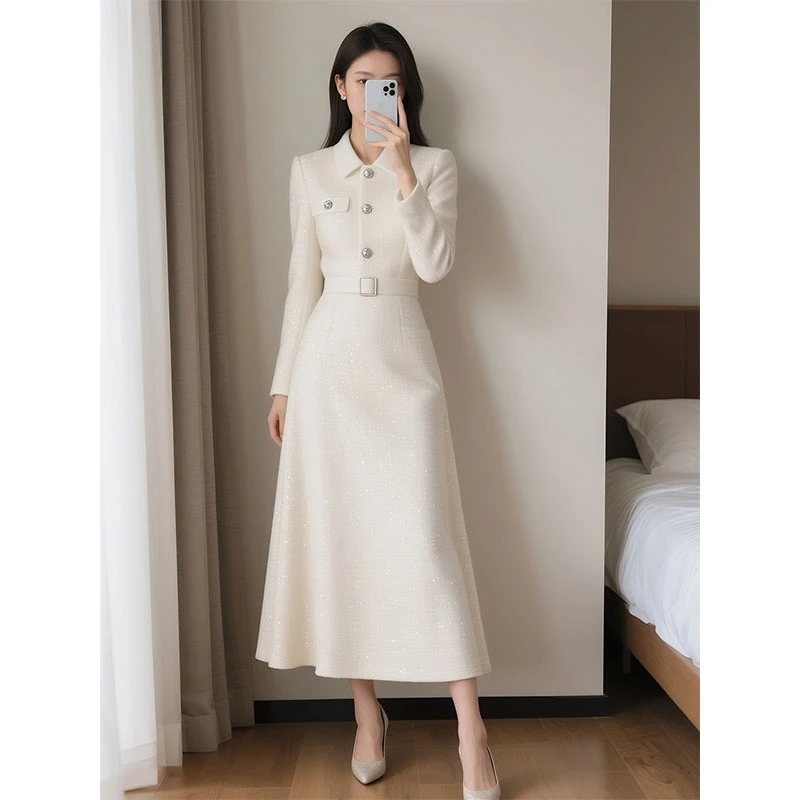秋装新款女装时尚气质高级感收腰连衣裙子通勤端庄秋冬洋气小香风