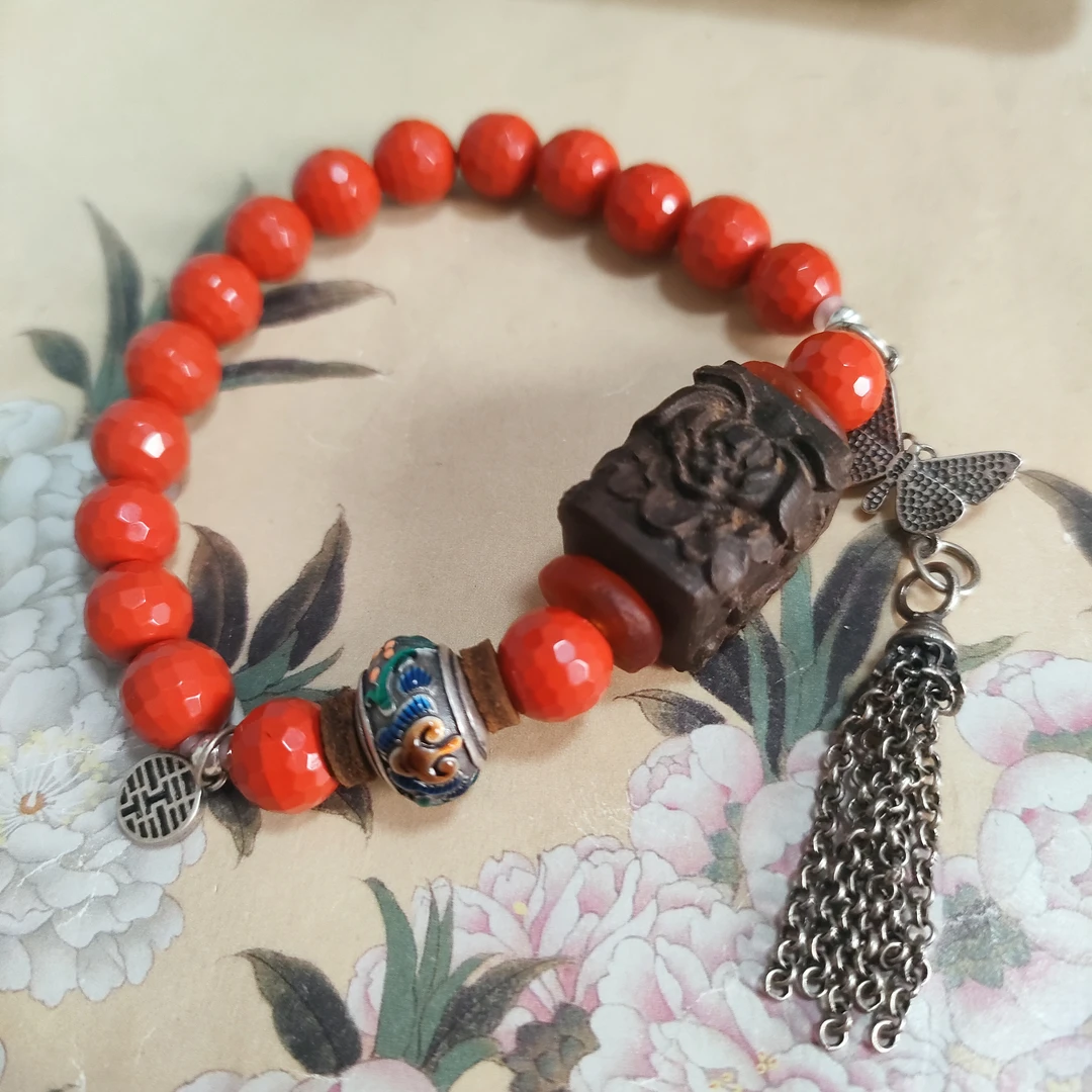 含辰砂工艺品高含量保真朱砂原创设计手串