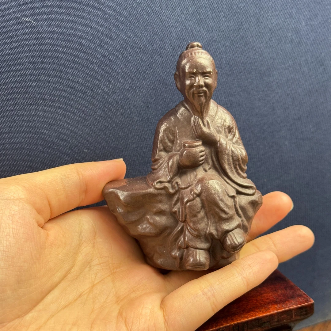 宜兴原矿紫泥茶圣陆羽紫砂茶宠摆件茶玩茶道周边长7宽3高8.5