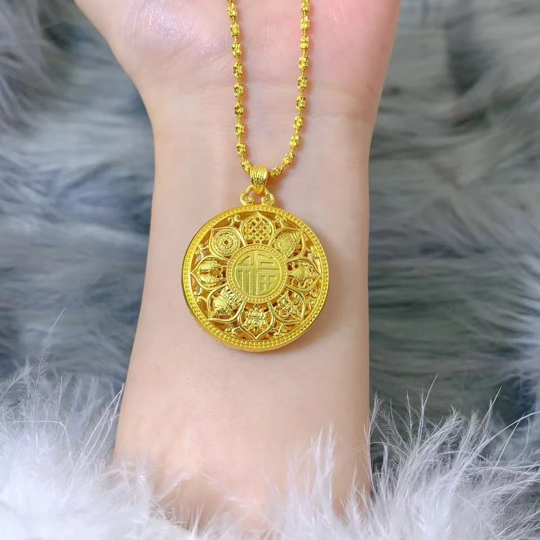 【伟新源】足金999 古法工艺  古法花丝莲花罗盘15.54克（不含链）