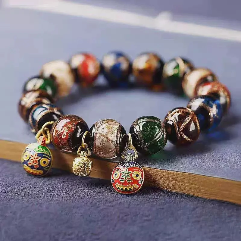 非金属珐琅手链 多宝吞金兽精美香灰琉璃手串