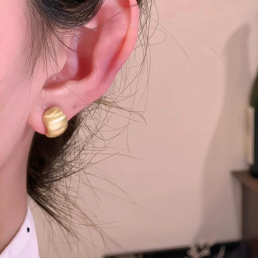 铜合金耳饰 Y001 金色磨砂百搭耳夹（蚊香盘耳夹）