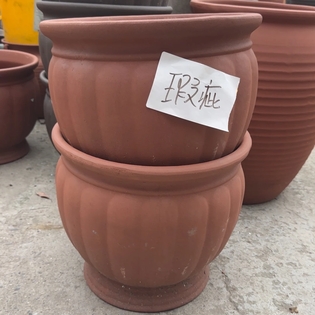 紫砂花盆口35高30宜兴紫砂瑕疵粗糙花泥