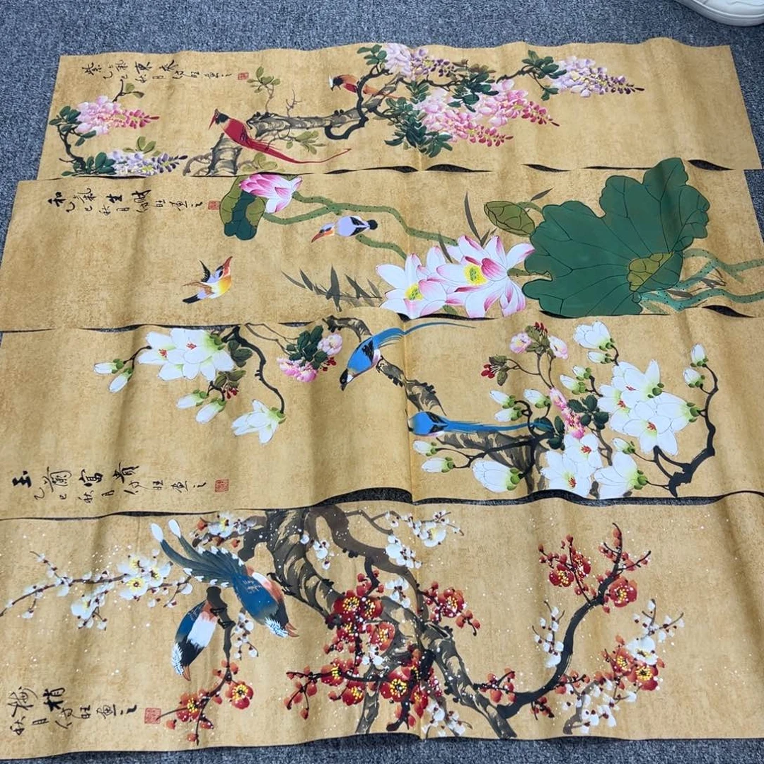 国画卖字画的小男孩