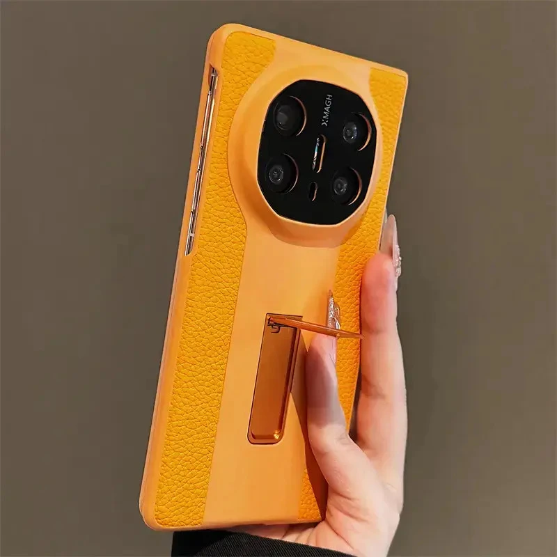 隐形支架适用于华为matex6手机壳新款简约商务高端素皮折叠屏保护