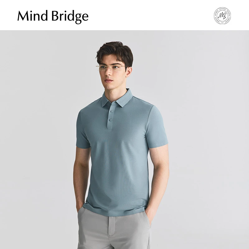 MindBridge【莫代尔】男士带领休闲短袖POLO衫翻领透气修身夏季上衣