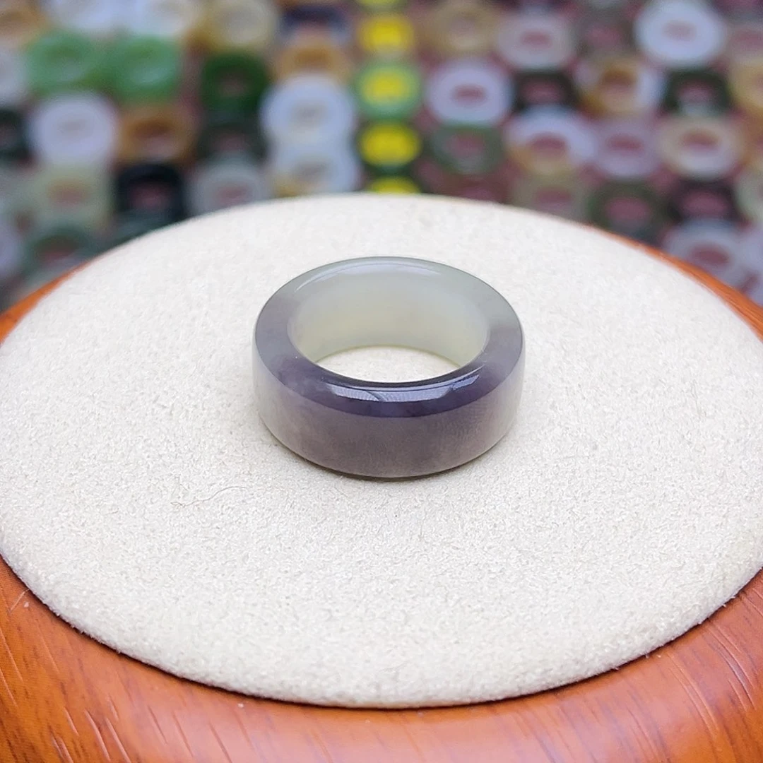 和田玉戒指未镶嵌17.3内径一口紫