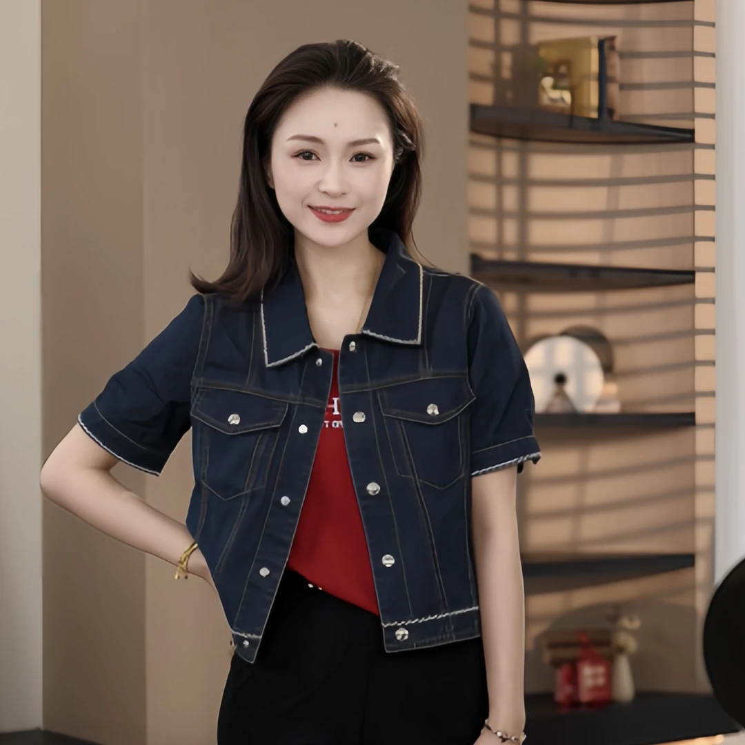 DHR COLLECTTIONS豆豆 春夏季复古水洗牛仔短外套女-D25-8817