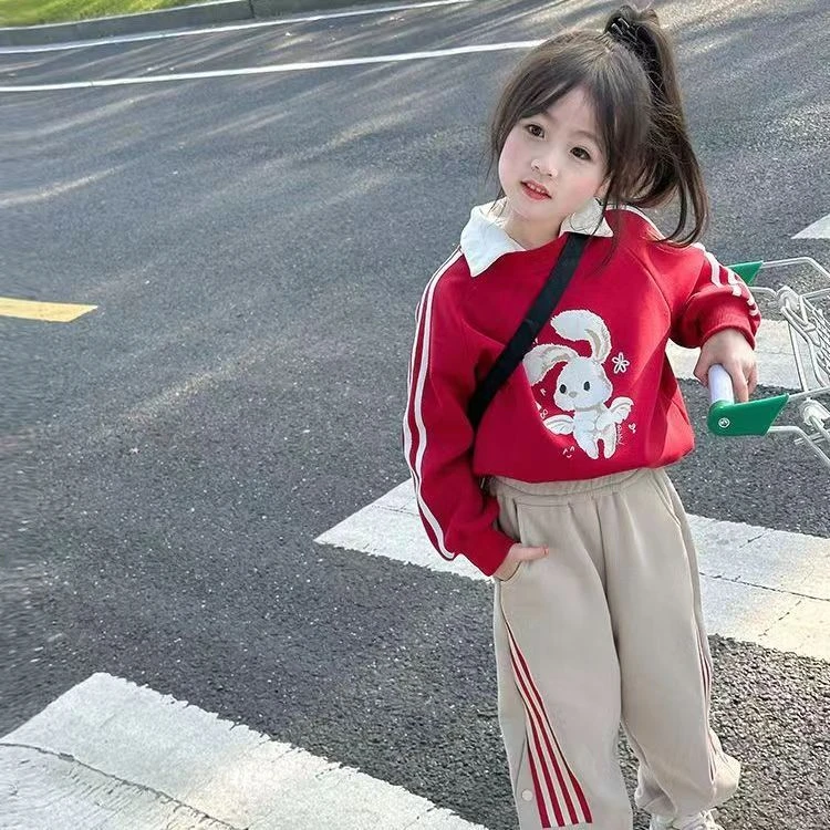 38021女童春秋装套装2025新款洋气儿童运动春秋季儿童装两件套潮