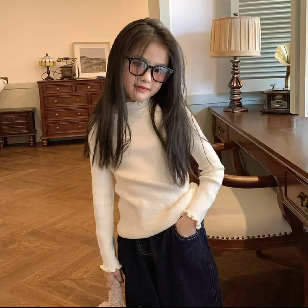 女童冬季韩版棉质毛线休闲百搭打底衫 252233