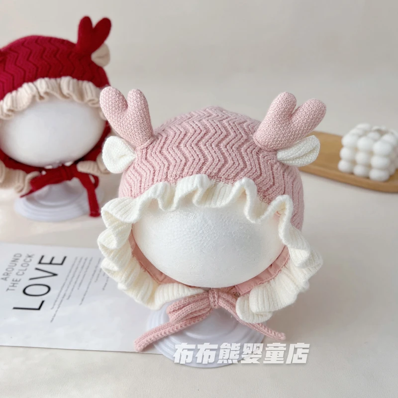 婴儿帽子冬季加厚保暖针织帽宝宝冬季可爱护耳帽婴幼儿防风毛线帽