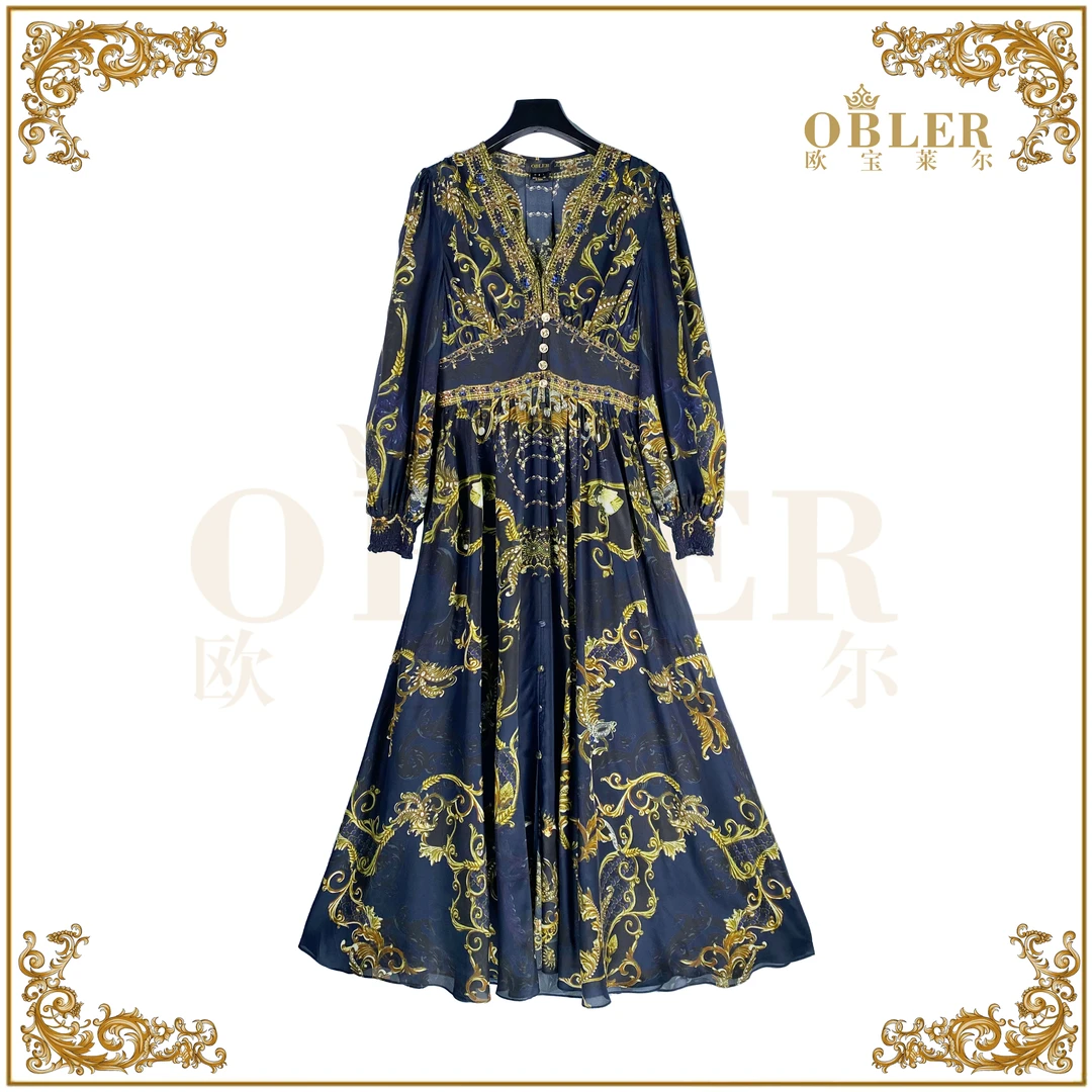 欧宝莱尔时尚气质真丝连衣裙305-24238