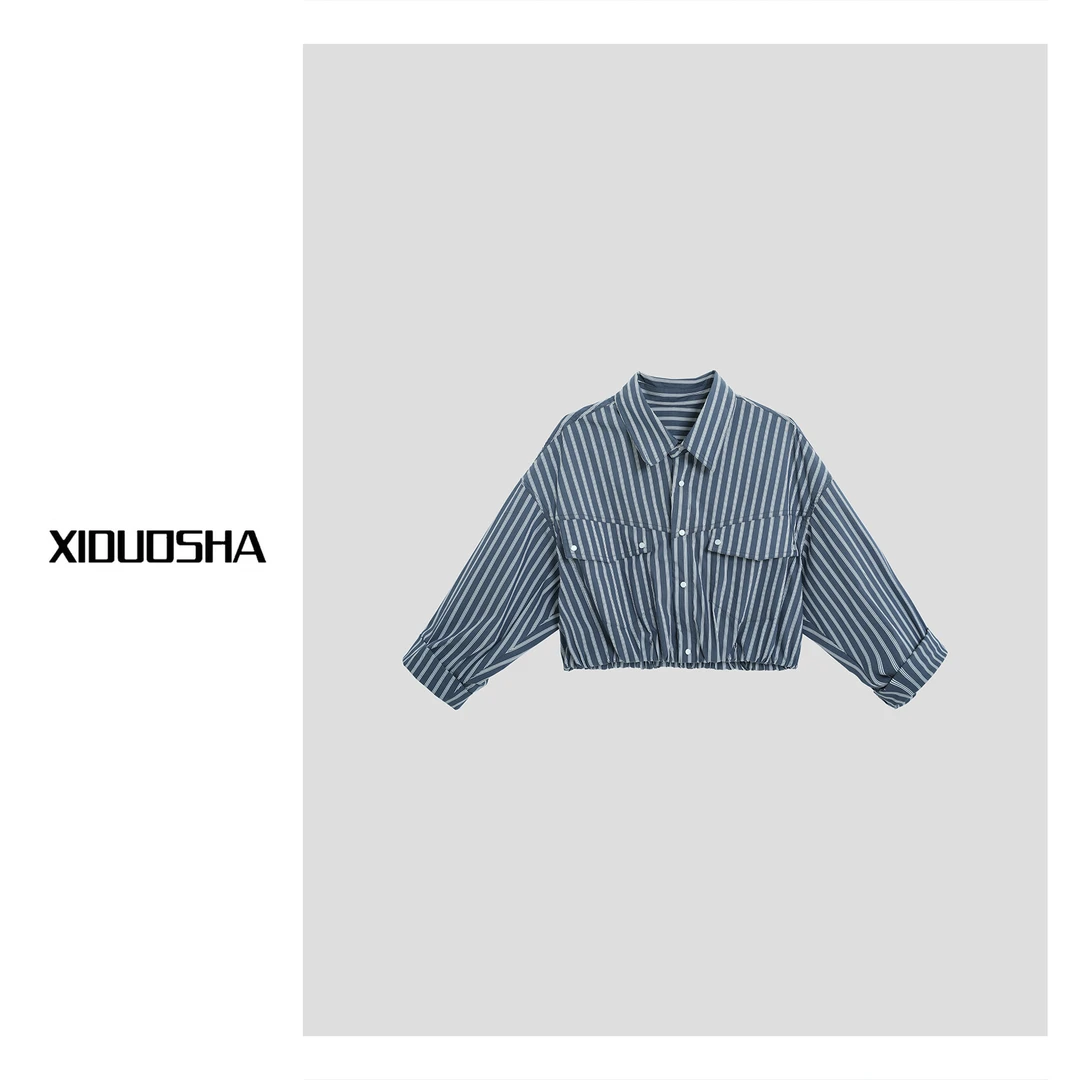 XIDUOSHA/喜朵莎小众设计感条纹显瘦衬衫XDS1239