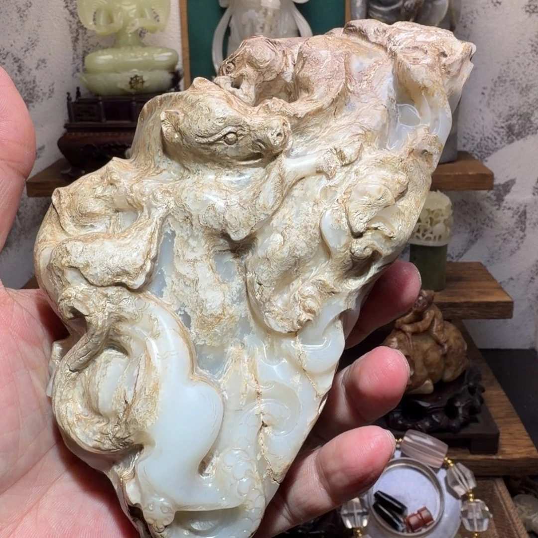 流***水和田玉未镶嵌摆件