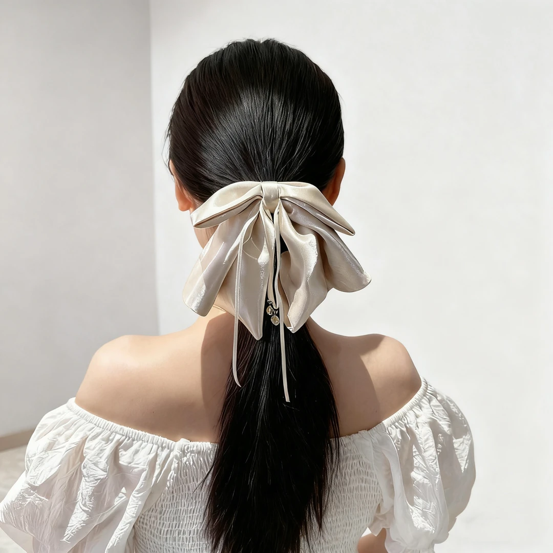 抓夹日韩女仙女风发夹抓夹米色发饰顶夹复古发卡超仙甜美