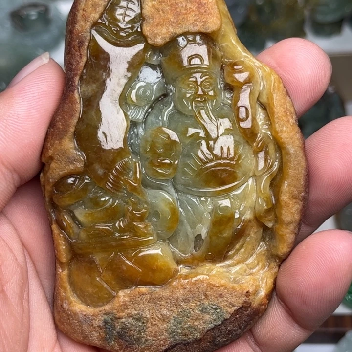 用***l翡翠未镶嵌颈饰财神