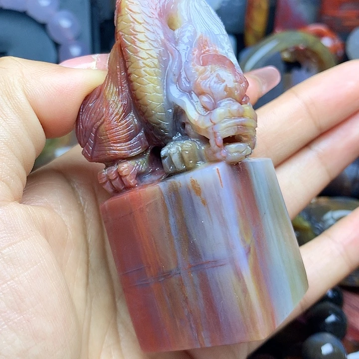 未镶嵌吊坠(不含链)硅化玉玉雕龙印章