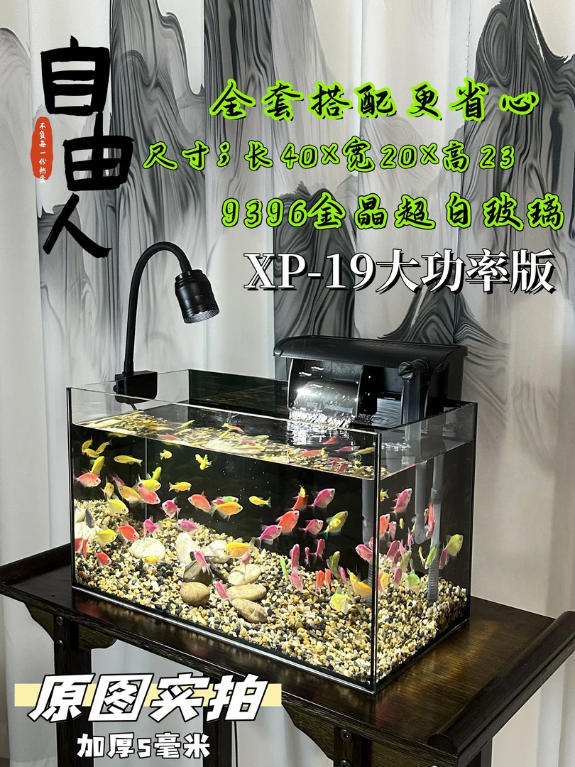 【全套发货】40×20×23超白玻璃鱼缸加厚5毫米瀑布过滤全套发货