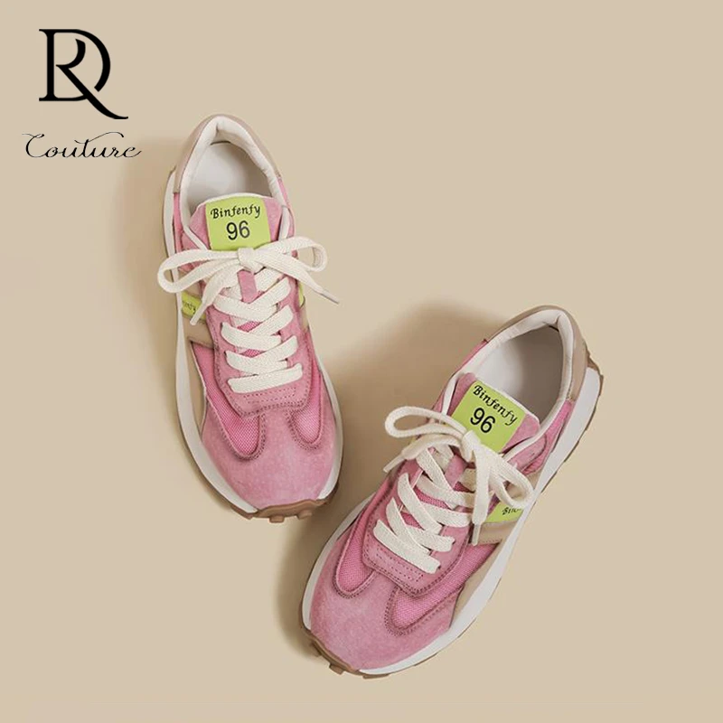 【DR轻奢正品】烟熏复古厚底阿甘鞋女2025秋冬新款粉色老爹鞋