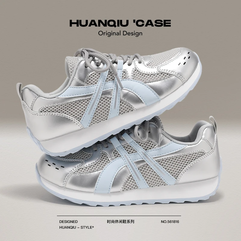 环球潮流女鞋2025夏季新款网面德训鞋透气时尚休闲鞋厚底增高女