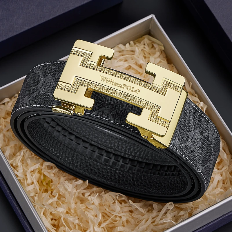 英皇保罗2025新款男士真皮皮带时尚潮流年轻款裤腰带轻奢百搭腰带