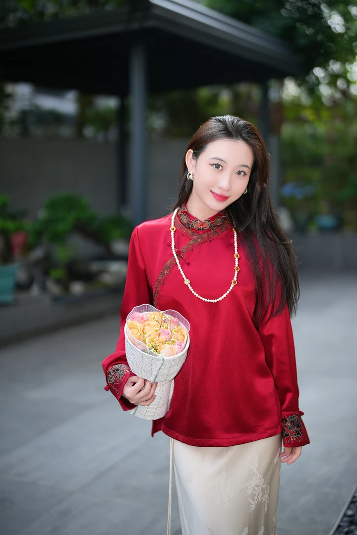 蓝大【福禄】新中式国风醋酸上衣7277