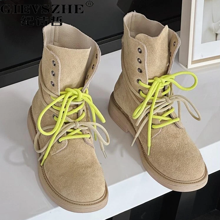 纪诗哲马丁靴女2025秋季新款复古时尚真皮透气多巴胺休闲短靴女款