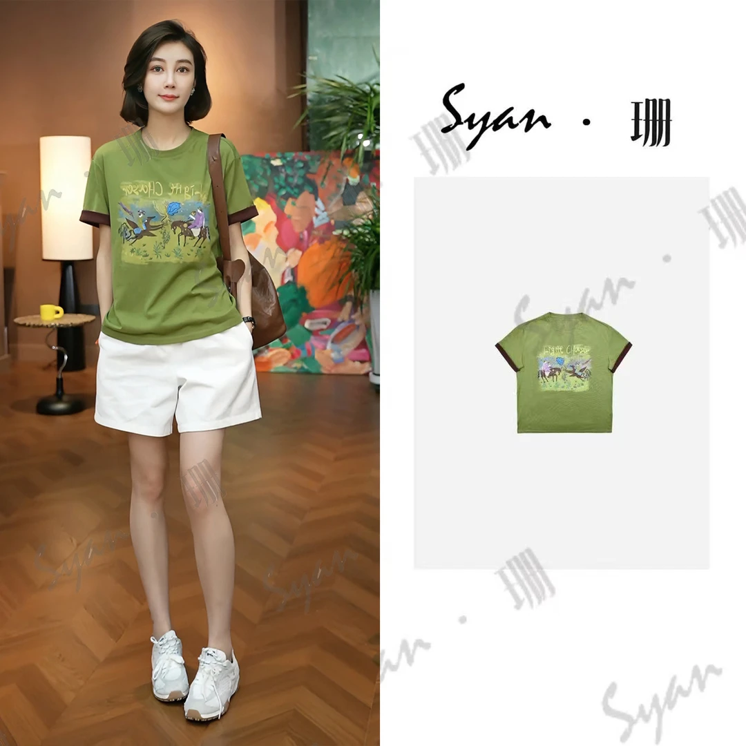 Syan【终成眷属】夏天设计感洋气时尚潮流百搭休闲圆领T恤