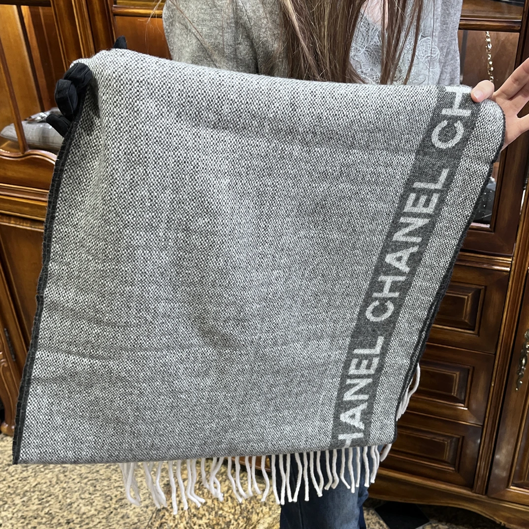 95新 Chanel/香奈儿 夏七中古/灰色围巾