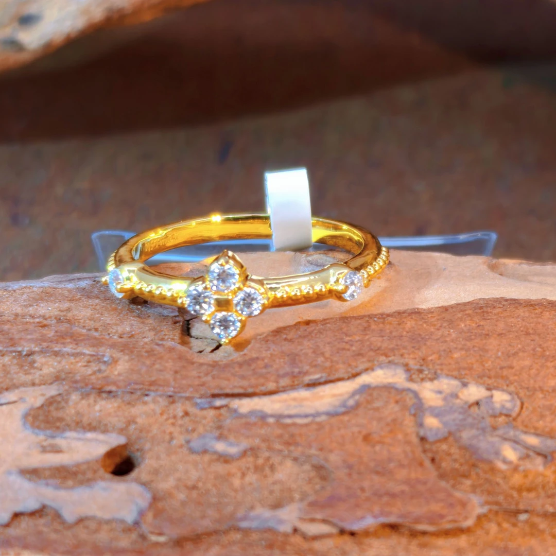 【琪琪专享】足金999 点钻四花戒指 6D工艺 双11大促