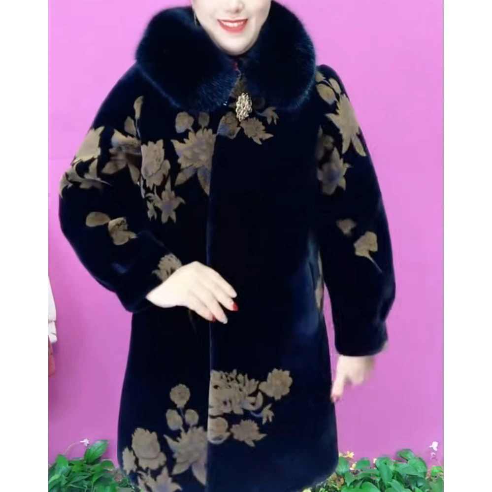 中老年妈妈装加厚中长款外套