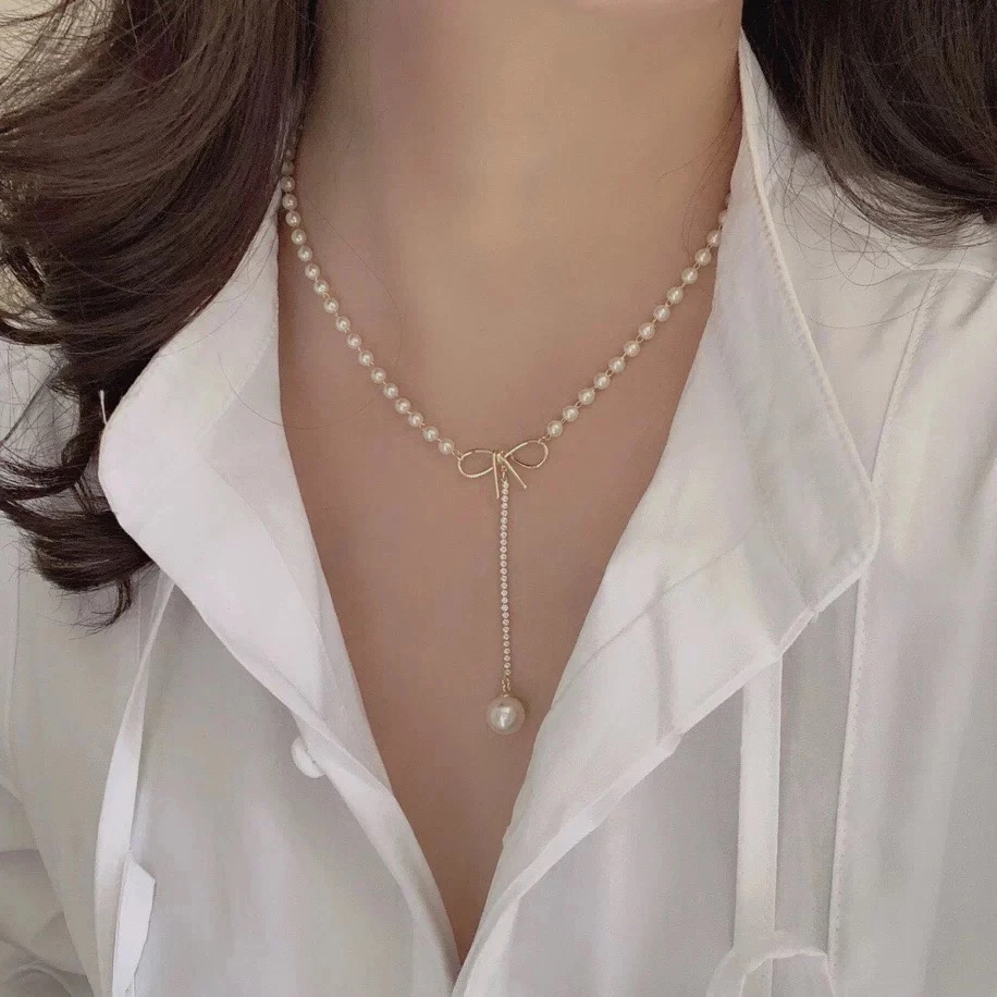 铜合金项链 欧比雅比超仙超美超闪流苏珠珠项链春夏时尚超韩