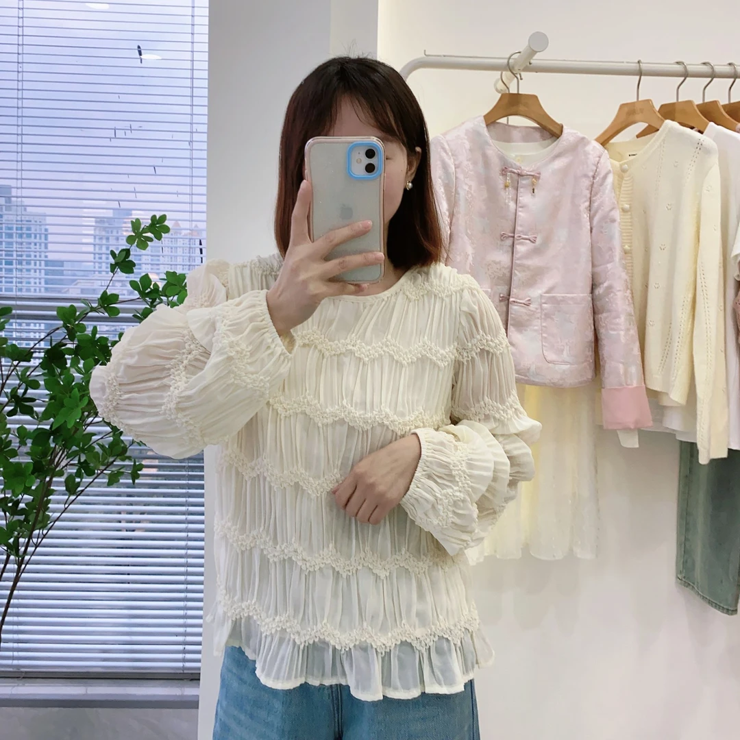 璇璇家时尚波浪纹长袖上衣