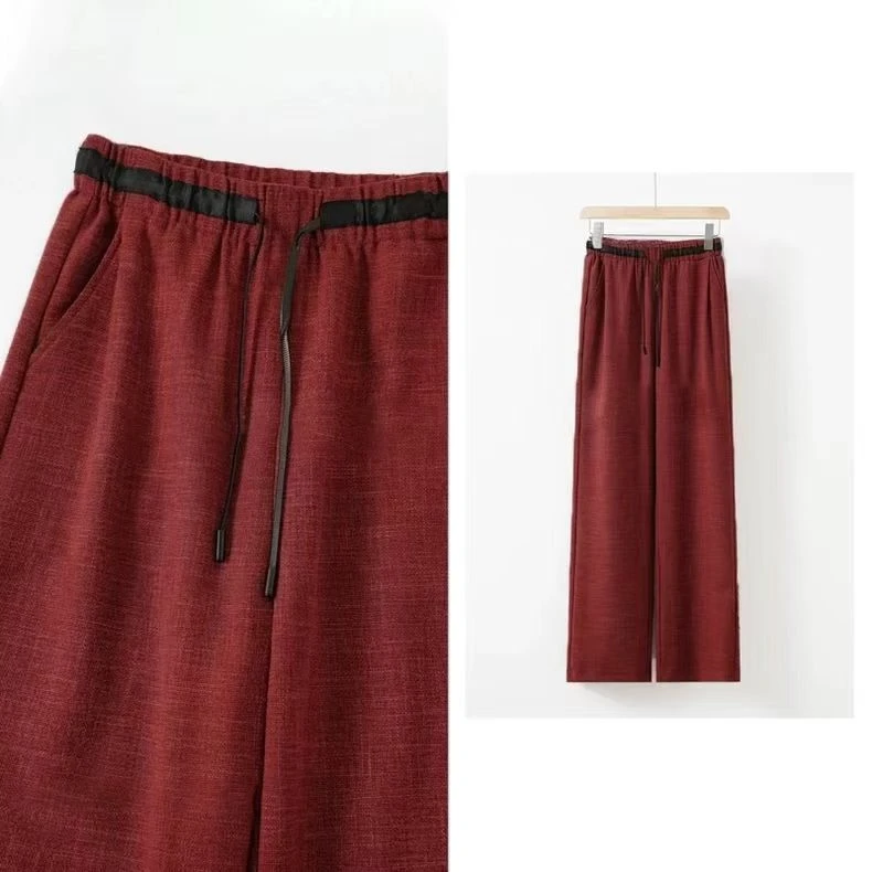 【新品现货】奢华亚麻亲肤养肤高腰显瘦阔腿裤夏季爆款直筒休闲裤女