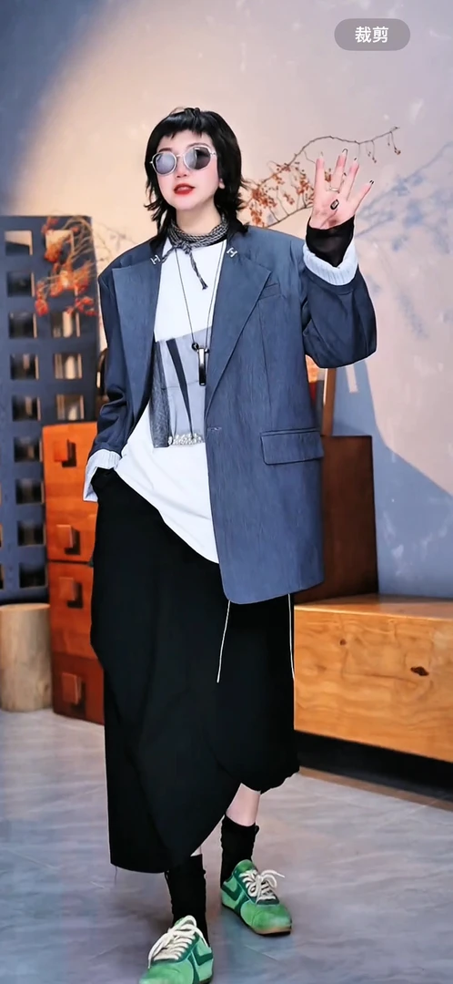 大米-2025年秋冬百搭慵懒风原创小众大版无领西装-5027（5552）