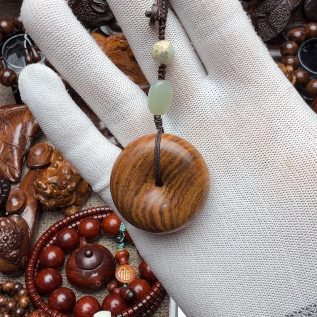 越南黄花梨平安扣钥匙扣