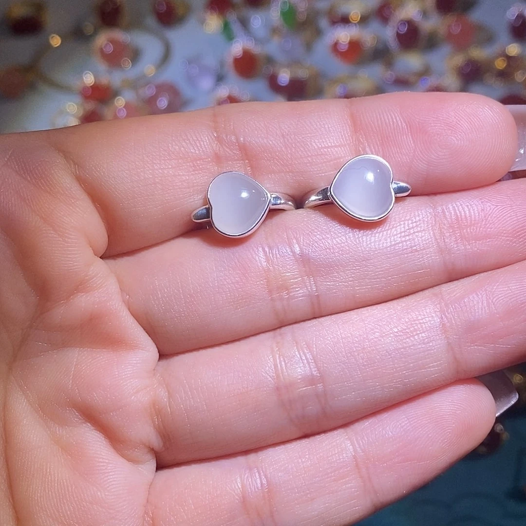 和田玉银S925镶嵌耳饰