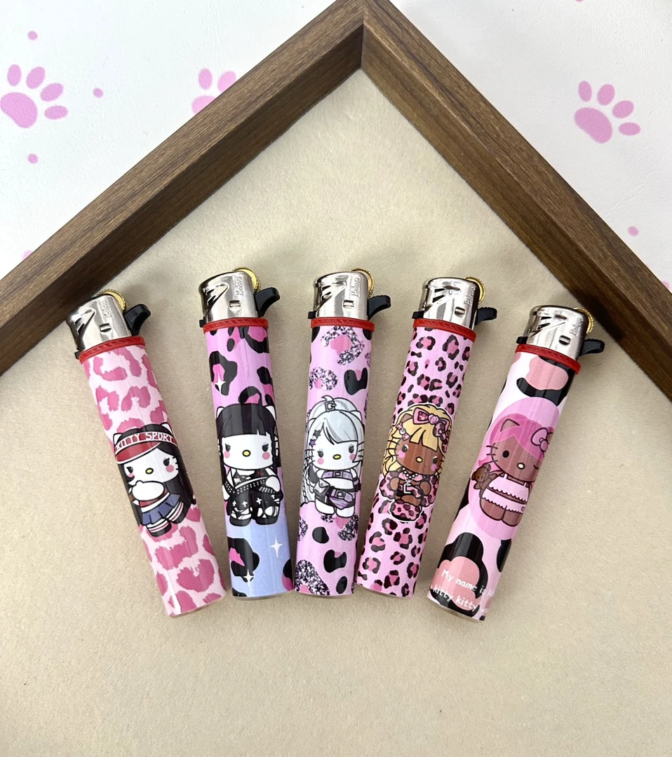 豹纹kitty砂轮打火机静音少女心超酷创意生日礼物