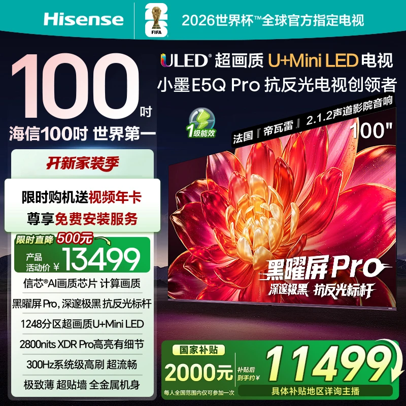 【国补立减】海信小墨E5Q Pro 100英寸 超画质U+MiniLED 电视机