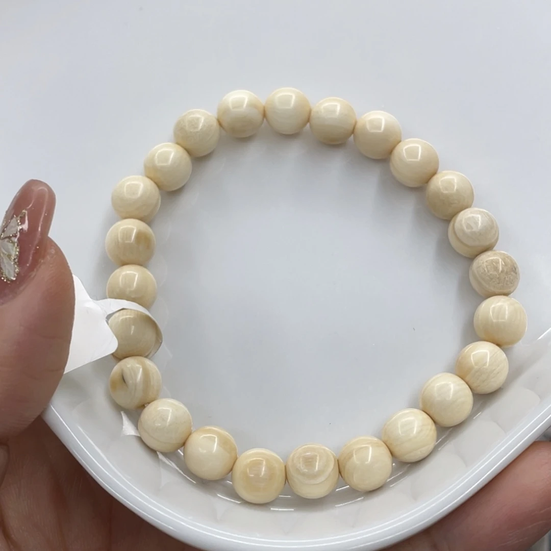 猛犸象牙手串/手链/手镯0.8芝士皮圆珠
