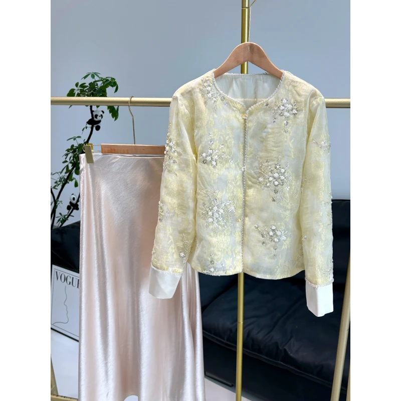 【璀璨星河】轻奢珍珠甜美风重工钉珠夏新中式国风刺绣高级感外套